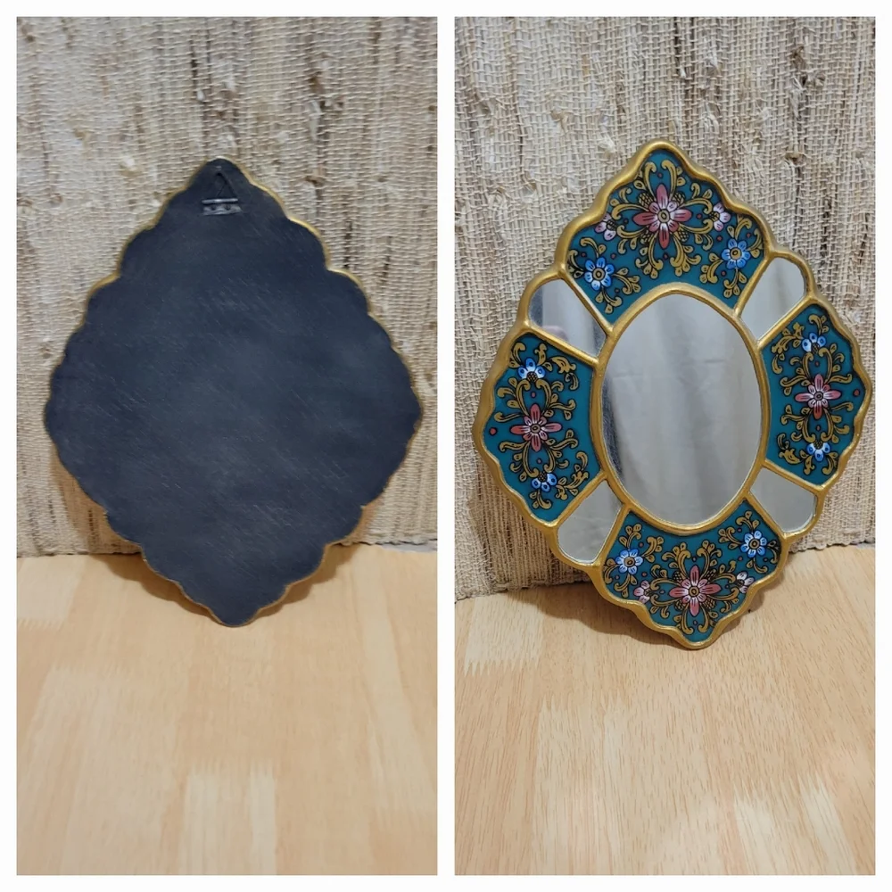 Peruvian Mid-Century Hand-Painted Wooden Wall Mirror